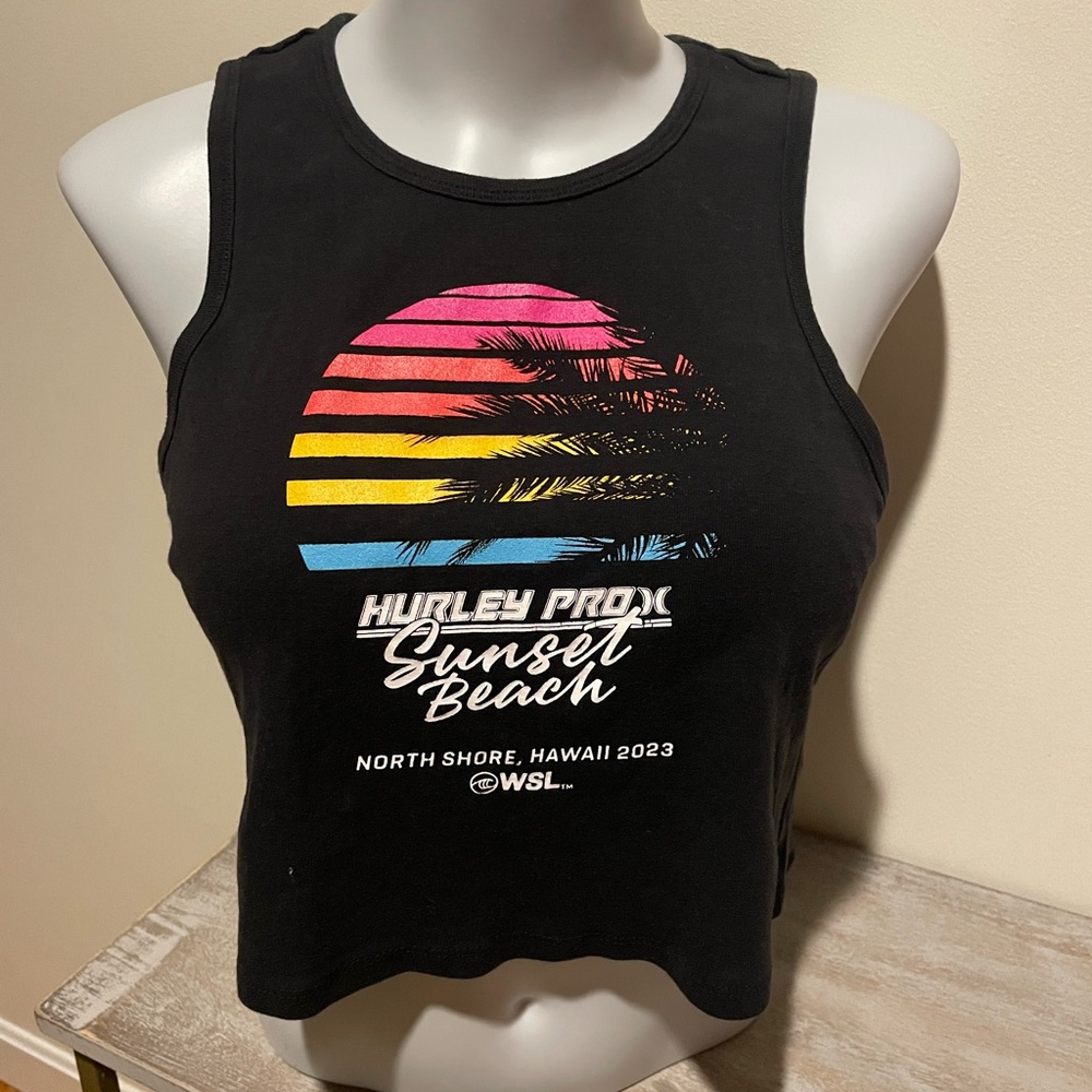 Hurley Pro x Sunset Beach Black Sleeveless Crop Tank Top, XL